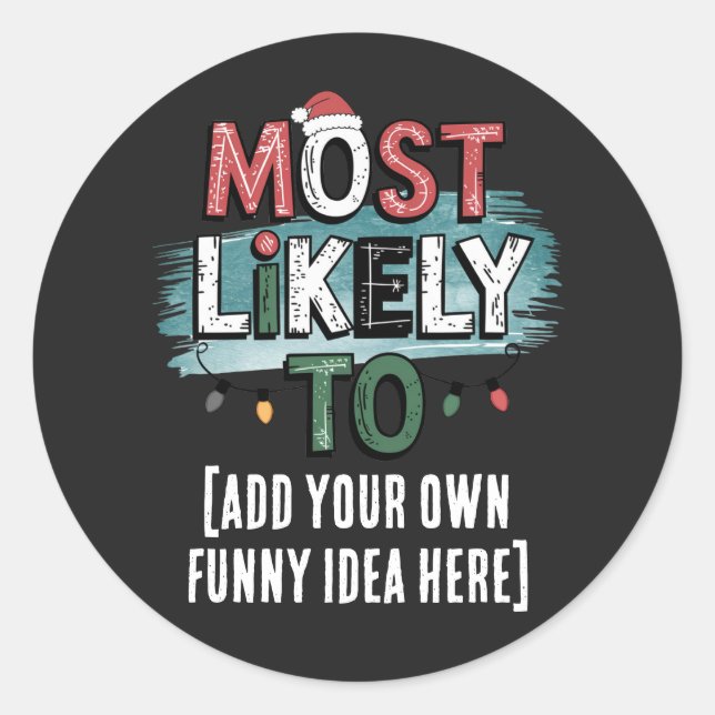 Pegatina Redonda 😂 crear una cita de Navidades divertidos con más  (Anverso)