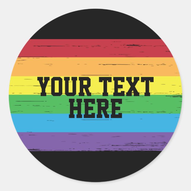 Pegatina Redonda CREATE-TU-Personalizado DIY plantilla Rainbow LGBT (Anverso)