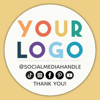 Pegatina Redonda Create Your Own Custom Logo Business Social Media 