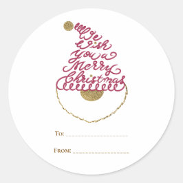 Pegatina Redonda Create Your Own Glitter Santa Modern Christmas 