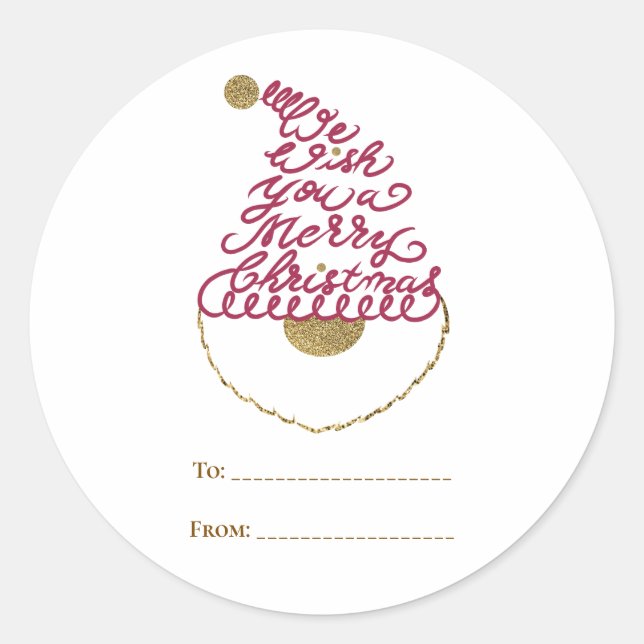 Pegatina Redonda Create Your Own Glitter Santa Modern Christmas  (Anverso)