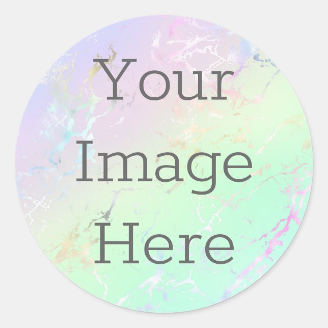 Pegatina Redonda Create Your Own Metallic Faux Iridescent Marble (Anverso)