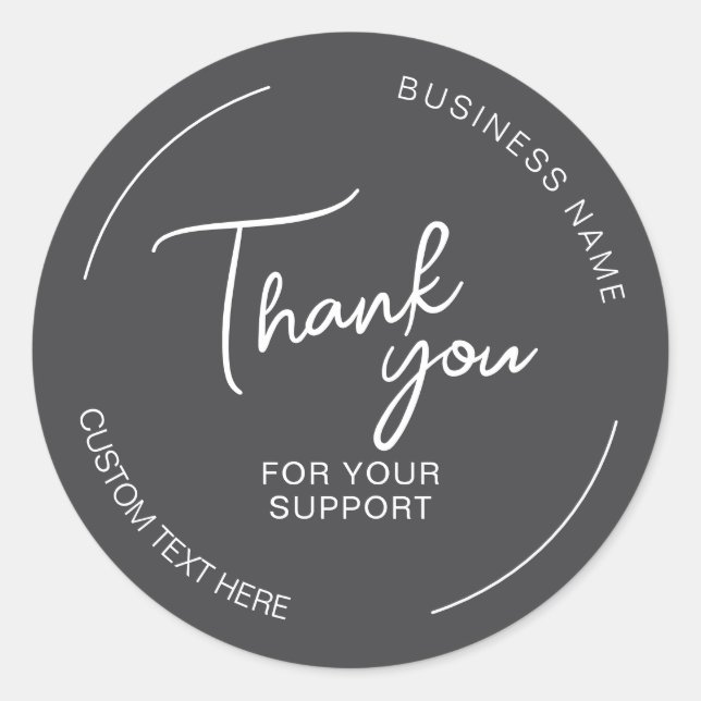 Pegatina Redonda Create Your Own Thank You Gray Business  (Anverso)