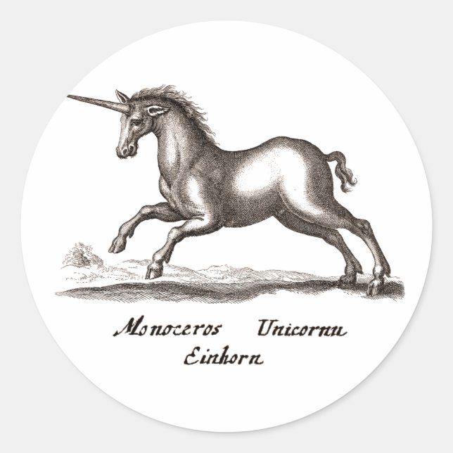 Pegatina Redonda Creatividad de Unicorn Classic Running Magic Woodl (Anverso)