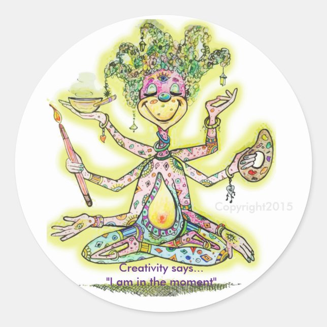 Pegatina Redonda Creatividad meditadora (Anverso)