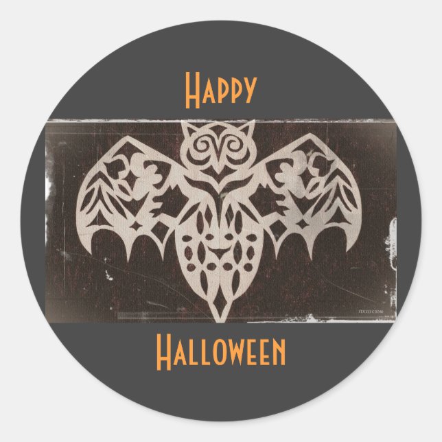 Pegatina Redonda Creatura nocturna antigua (Anverso)