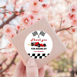 Pegatina Redonda Crecer dos coches de carrera rápida niños segundo