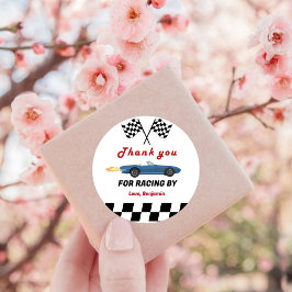 Pegatina Redonda Crecer dos coches de carrera rápida niños segundo