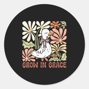 Pegatina Redonda Crecer en Gracia Boho Floral Silly Goose Coquette