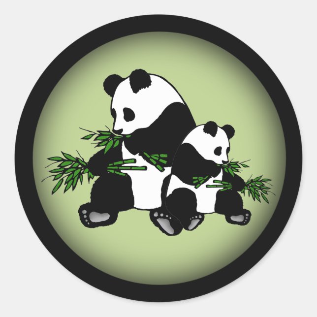 Pegatina Redonda Crecer en Panda (Anverso)