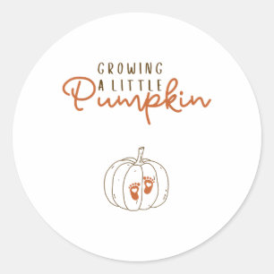 Pegatina Redonda Crecer Un Pequeño Embarazo De Calabaza Revela Hall