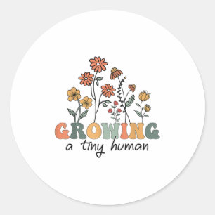 Pegatina Redonda Crecer Una Pequeña Flor Humana Floral Tee Gracioso