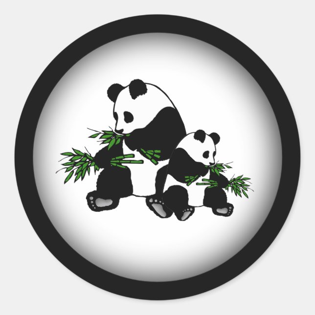 Pegatina Redonda Creciendo panda (Anverso)