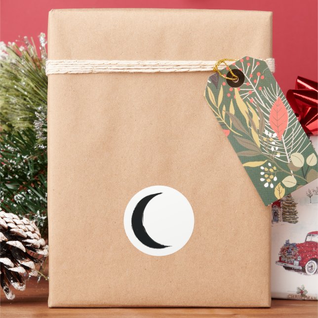 Pegatina Redonda Creciente Negro Astrología de Luna Oscura Partido  (Vacaciones)