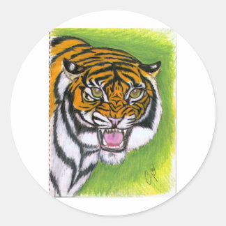 Pegatina Redonda Crecimiento de tigres