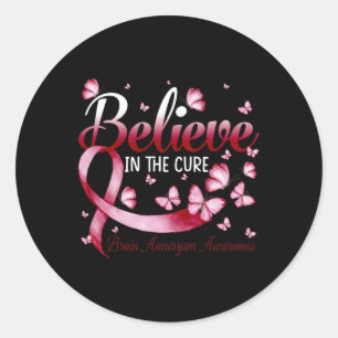 Pegatina Redonda Cree En La Cure Brain Aneurysm Awareness Butte