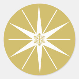 Pegatina Redonda Cree Estrella Elegante Moderno Dorado Fiesta