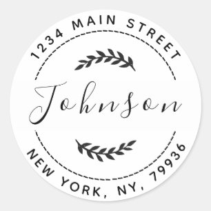 Pegatina Redonda Cree su propia dirección de devolución redonda
