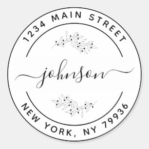 Pegatina Redonda Cree su propia dirección de devolución redonda