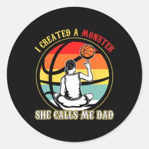 Pegatina Redonda Creé Un Monstruo Que Ella Me Llamó Papa De Balonce