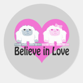 Pegatina Redonda ¡Creed en el amor! Cute Yetis