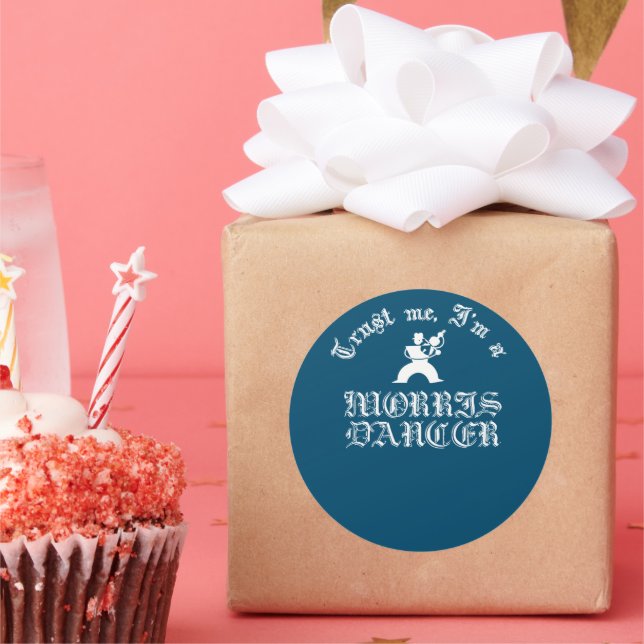 Pegatina Redonda Créeme, soy un bailarín de morris blanco (Fiesta)