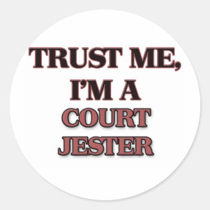 Pegatina Redonda Créeme, soy un JESTER JUDICIAL