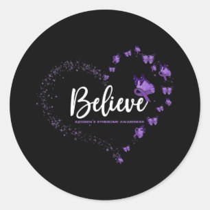 Pegatina Redonda Creen mariposa de conciencia sobre el síndrome de