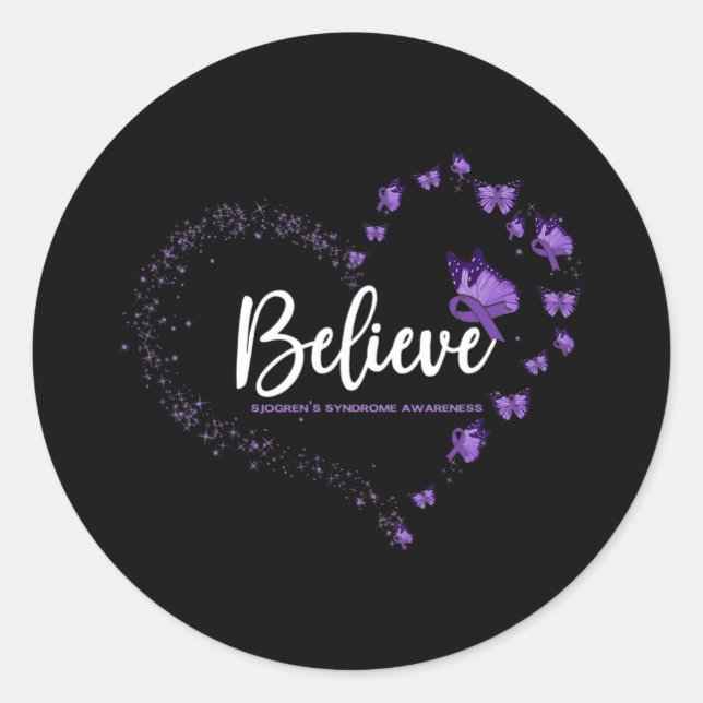 Pegatina Redonda Creen mariposa de conciencia sobre el síndrome de  (Anverso)