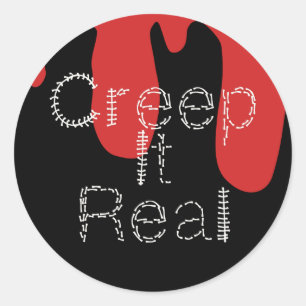 Pegatina Redonda Creep it Real Hand Drake Font Blood Halloween