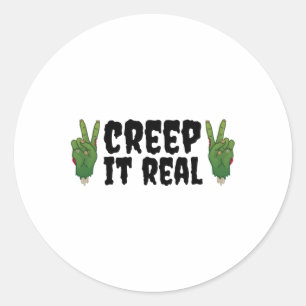 Pegatina Redonda Creep It Real Zombie Halloween Zombie
