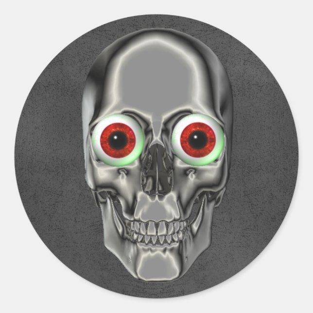 Pegatina Redonda Creepe Skull Face Eyeballs Halloween (Anverso)