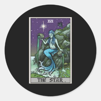 Pegatina Redonda Creepsia de la sirena de la tarjeta Star Tarot de 