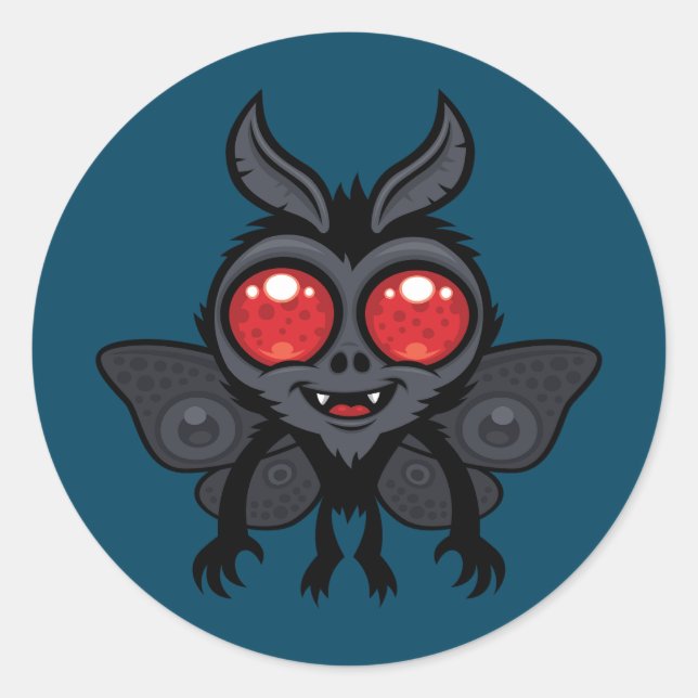 Pegatina Redonda Creepy Cute Cryptid Mothman Monster (Anverso)