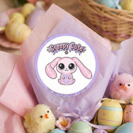 Pegatina Redonda Creepy Cute Pastel Goth Bunny Easter Sticker
