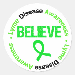 Pegatina Redonda Creer conciencia de la enfermedad de Lyme v1