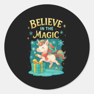 Pegatina Redonda Creer En El Diseño De La Magia Unicornio De Los Ni