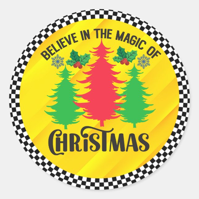 Pegatina Redonda Creer en la magia de los Navidades-82309 (Anverso)