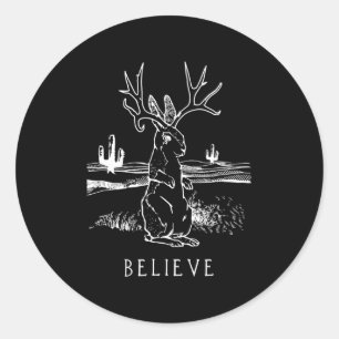 Pegatina Redonda Creer Jackalope Cryptid Rabbit Bunny Apparel
