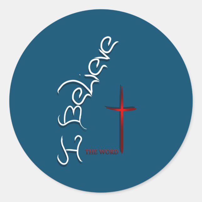 Pegatina Redonda Creer La Palabra De Dios (Anverso)