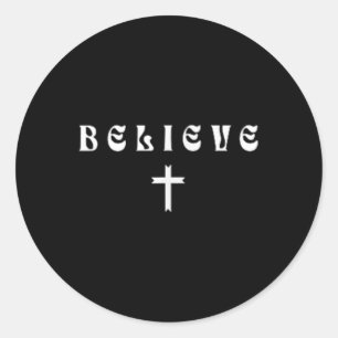 Pegatina Redonda Creer sutil fe religiosa cristiana mínima