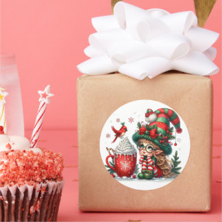 Pegatina Redonda Créez votre propre Sticker rond classique d'elfe