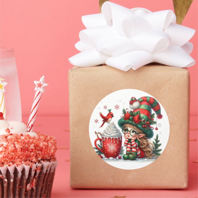 Pegatina Redonda Créez votre propre Sticker rond classique d'elfe (Fiesta)