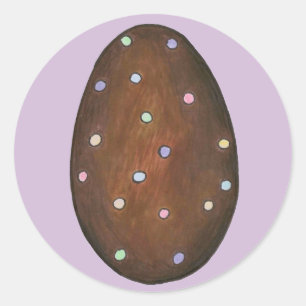 Pegatina Redonda Crema de chocolate Polka Punto Huevos de Pascua