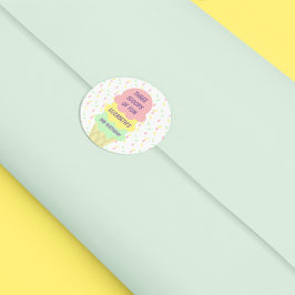 Pegatina Redonda Crema de hielo 3er cumpleaños