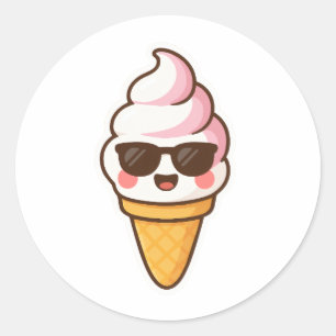 Pegatina Redonda Crema de hielo de Guay Kawaii