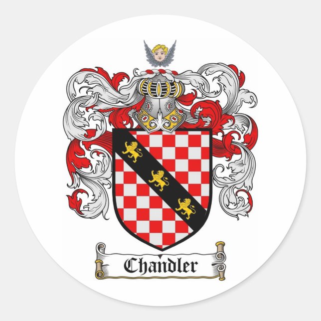 PEGATINA REDONDA CREMA DE LA FAMILIA DEL CANADLADOR - ESCUDO DE LAS (Anverso)