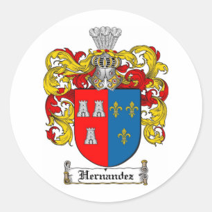 PEGATINA REDONDA CREMA DE LA FAMILIA HERNANDEZ - ESCUDO DE ARMAS DE