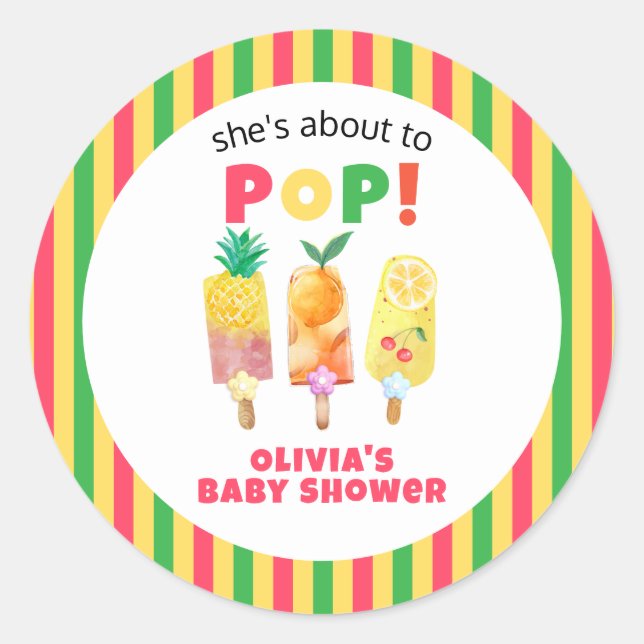 Pegatina Redonda Crema Tropical De Hielo De Frutas Listo Para Sacar (Anverso)