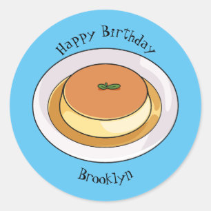 Pegatina Redonda Creme caramel personalizado ilustracion